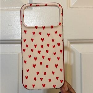 Pink sky Red and Cream Heart Pattern Phone Case